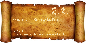 Ruderer Krisztofer névjegykártya